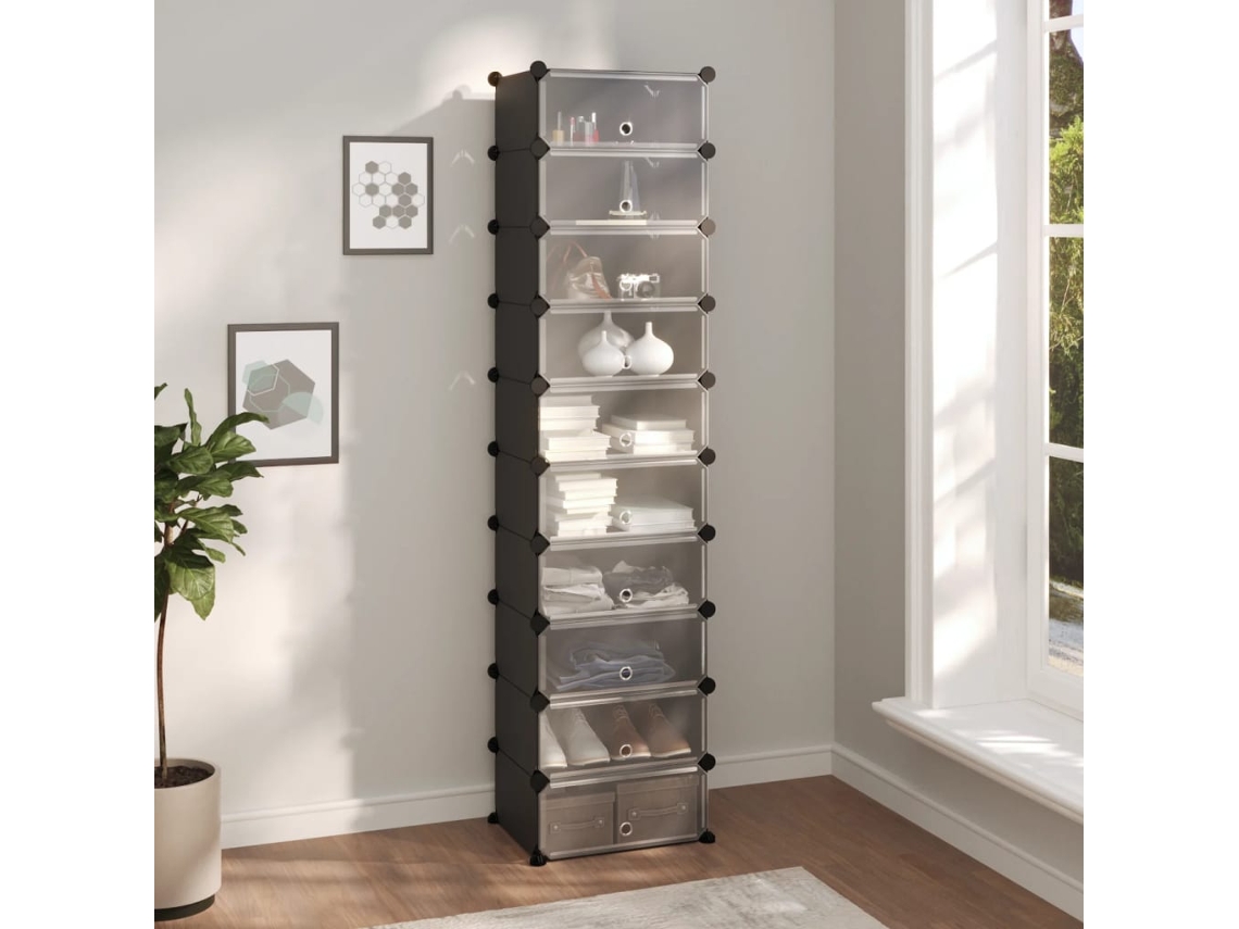Zapatero PP negro 44x32x174 cm