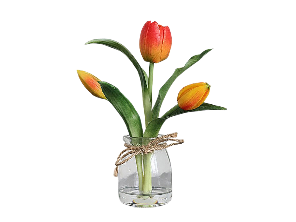 Jarrón de flores artificiales con agua simulada, decoración del hogar, Worten