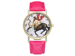 Reloj Centaurus Universal De Cuarzo De Estilo Sencillo Con Correa De Cuero Para Estudiantes (rojo Rosado)