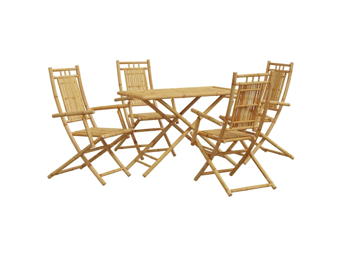 Maison Exclusive - Juego de comedor de jardín de bambú de 5 piezas