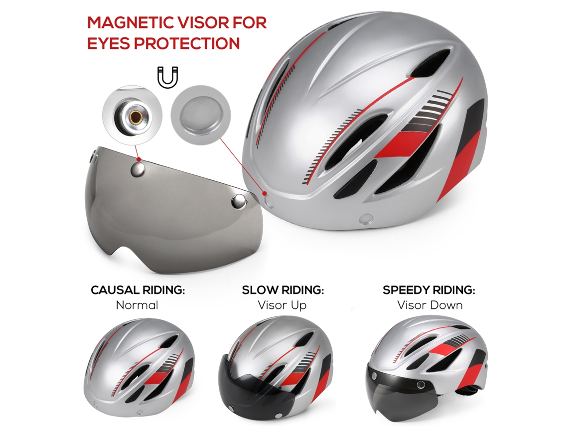 Casco de motocicleta con luz recargable y visera UV magnética