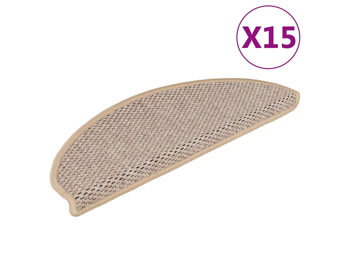 Tapetes adhesivos para escaleras, aspecto sisal, 15 unidades, 65 x 21 x 4 cm, beige claro, DKD HOME DECOR