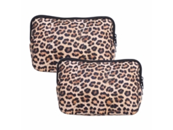Mali 2pcs Bolsa de Maquiagem Portátil em Neoprene para Viagem Organizador de Cosméticos Estilo Leopardo