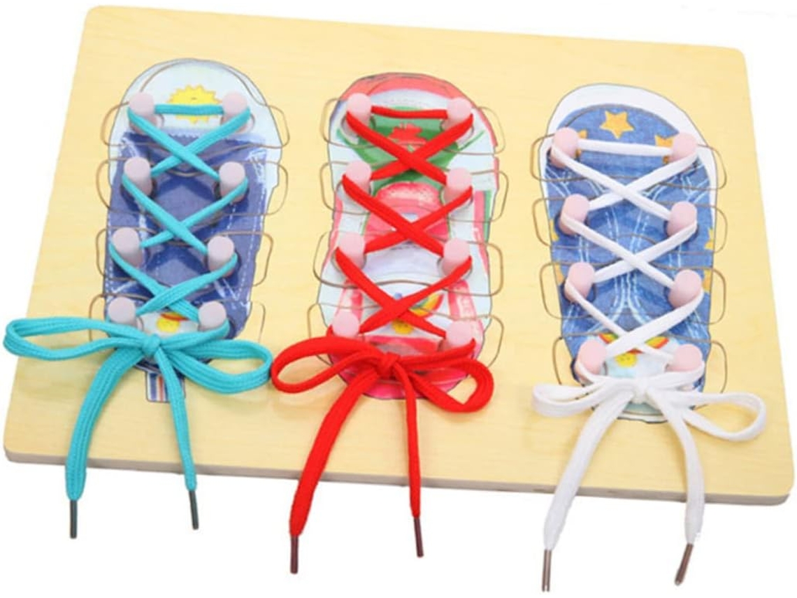 Juguete De Madera Para Ensartar Cordones De Zapatos Para Niños, Niñas Y Bebés