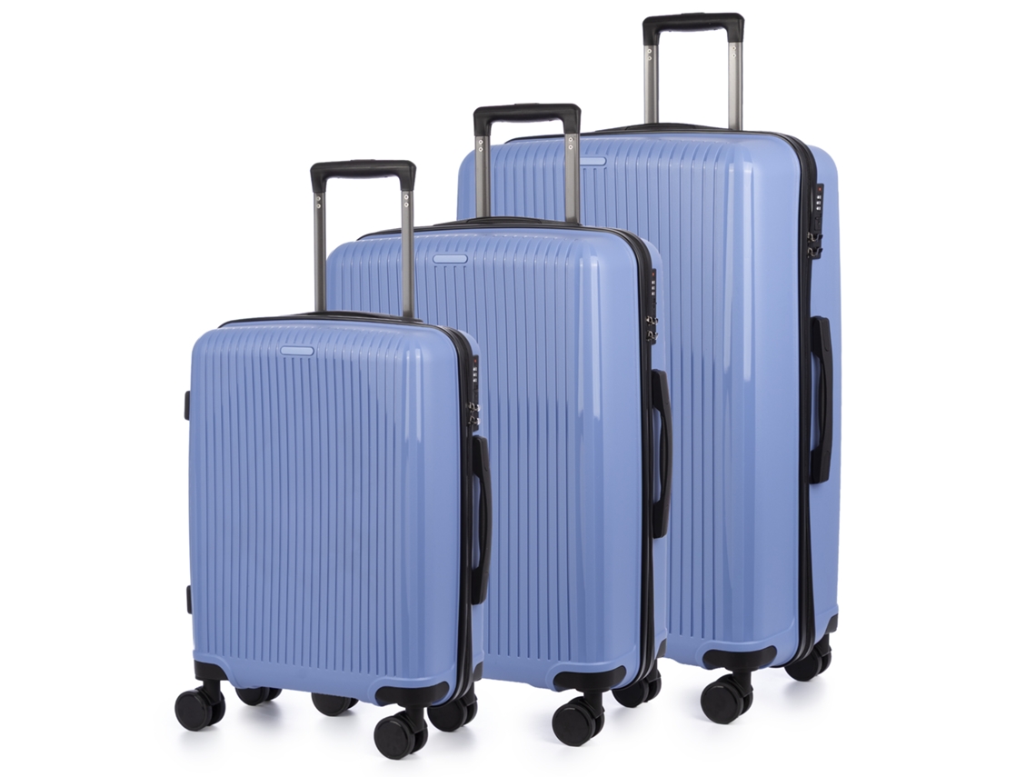 Juego De 3 Maletas Trolley, En Material Ligero Pp Resistente A La Rotura. Cerradura Tsa Numérica, 4 Ruedas Dobles Giratorias 360°.