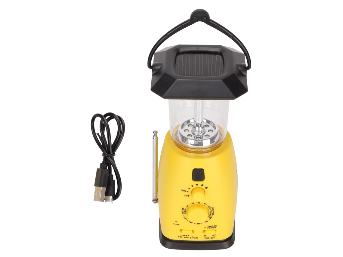 Radio Recargable De Manivela Rd249 Con Luz Solar De Emergencia Y Linterna Para Acampar.