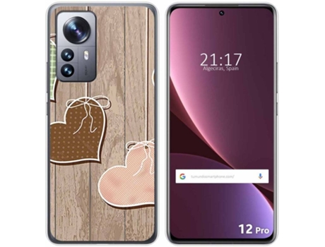 Carcasa para Xiaomi 12 Pro 5G TUMUNDOSMARTPHONE Dibujos Corazones Madera Multicolor