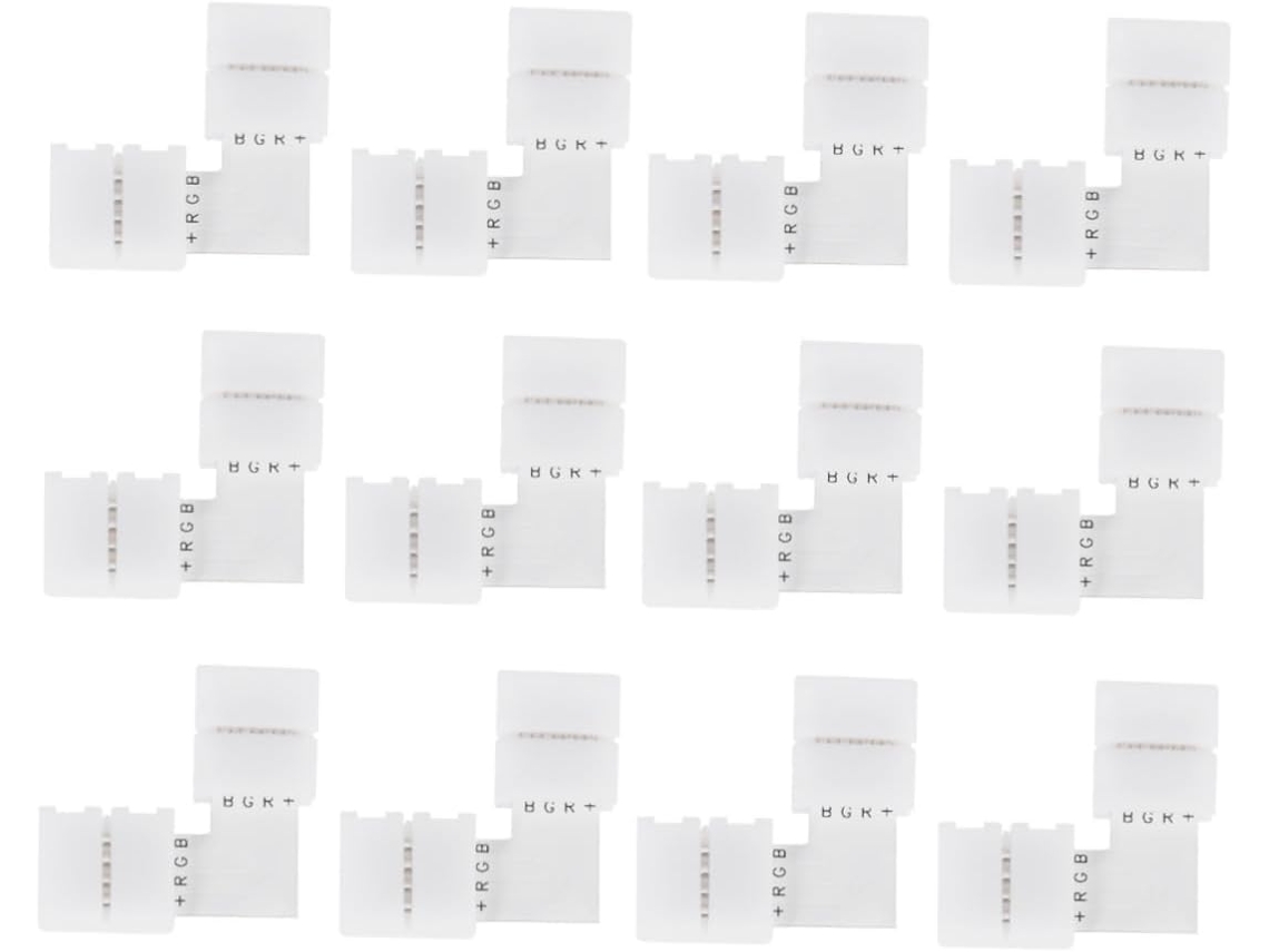 Juego De 20 Clips Conectores Angulares Para Tiras Led, Adaptadores Blancos.