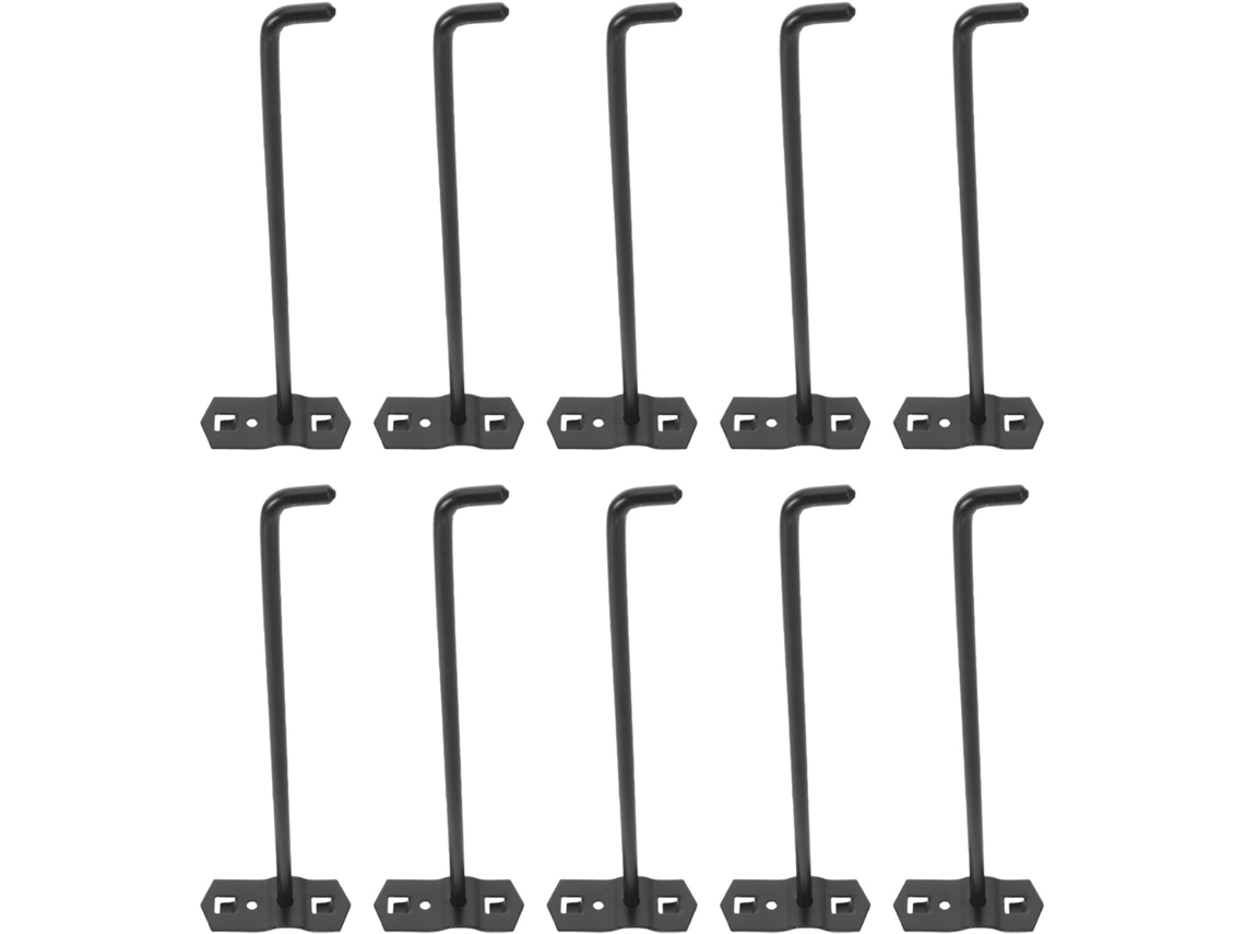 Juego De 10 Ganchos Cuadrados De Metal Negro De 6 Mm X 20 Cm Para Paneles Perforados Y Estantes Colgantes.