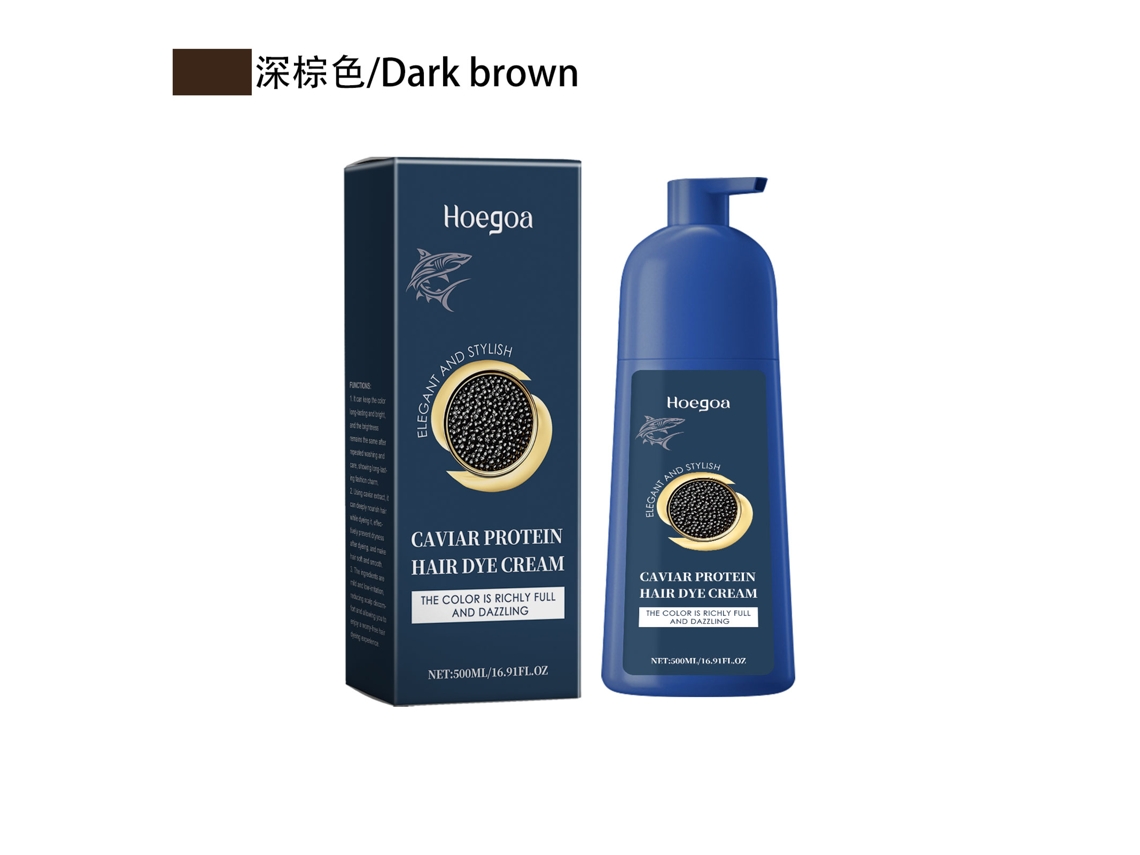 Kit completo de tinte para el cabello con proteína de caviar marrón oscuro, 5 piezas.