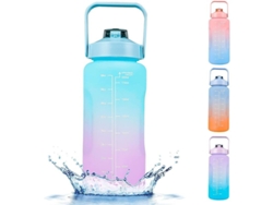 Botella de agua deportiva Rebe-Linjou de 2 litros con marcas de tiempo, pajita extraíble y apertura con un solo toque.