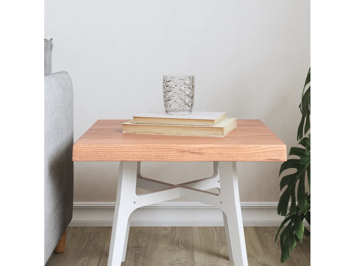 Tablero Mesa Madera Tratada Borde Natural Marrón 40x40x(2-4) Cm