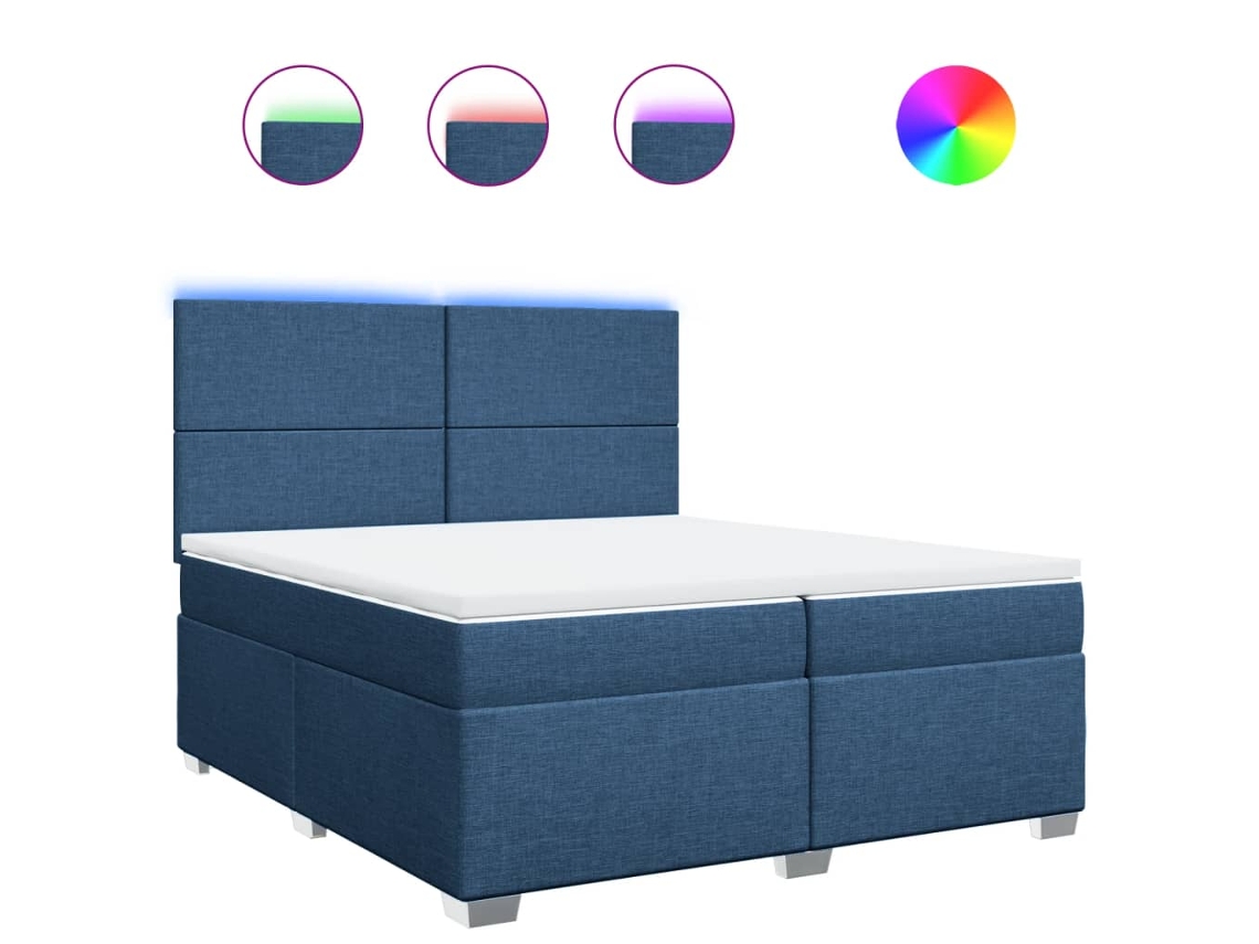 Maison Exclusive - Cama Box Spring Con Colchón Tela Azul 200x200 Cm
