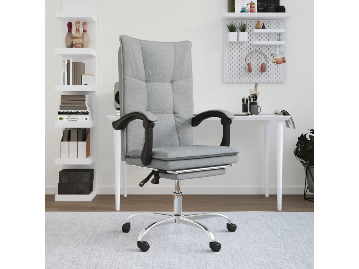 Sillón | Silla De Oficina Reclinable De Tela Gris Claro Wsd709939