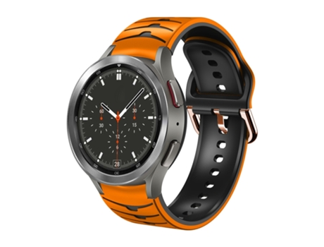 Correa de reloj inteligente para Samsung Galaxy Watch 4 Classic 46 mm Correa de silicona con textura curvada (Naranja + Negro)