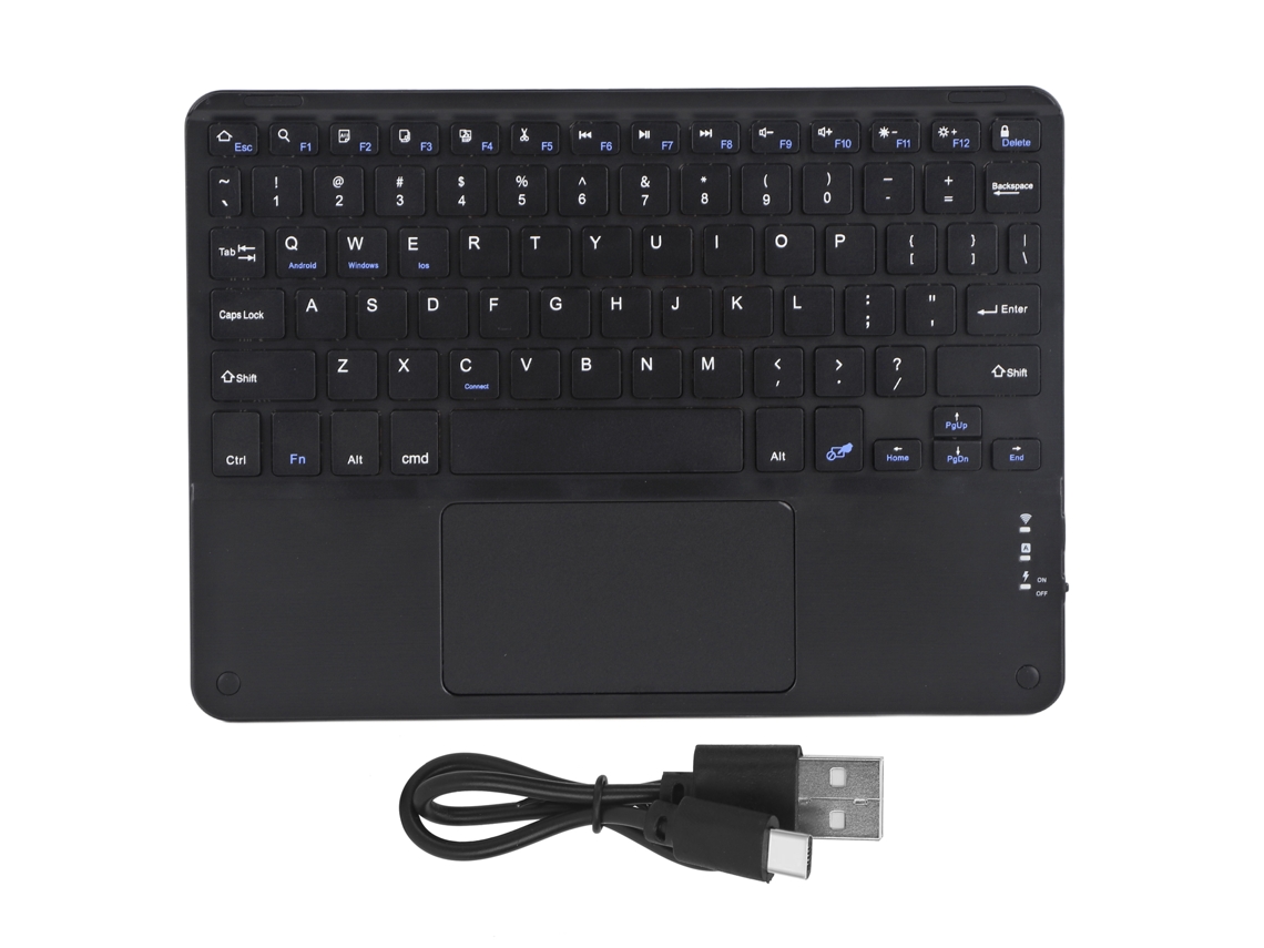 Teclado táctil inalámbrico Bluetooth Baoj-2026novo, cubierta cuadrada, negro.