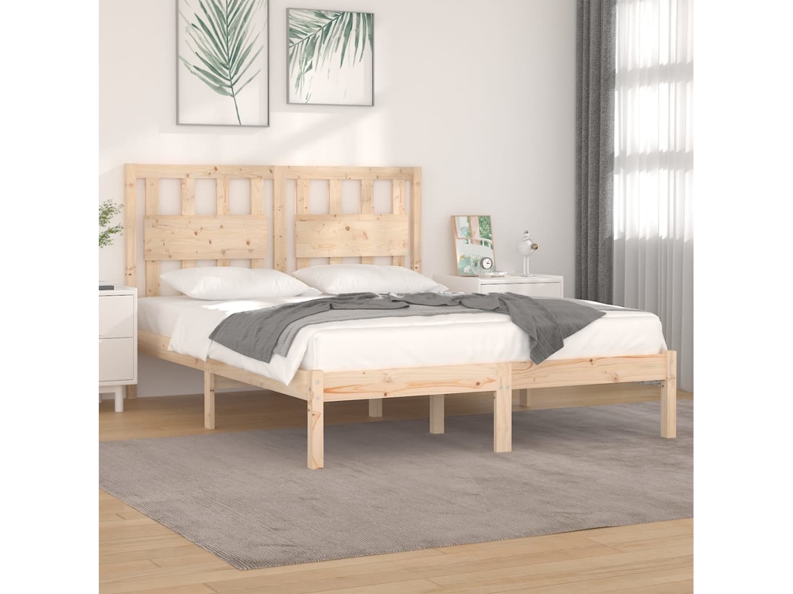 Estructura De Cama Madera Maciza De Pino 120x200 Cm