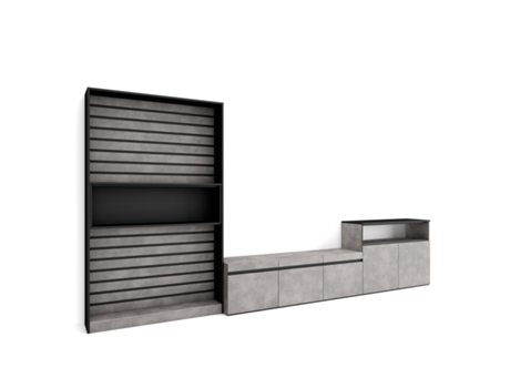 Muebles de Salón para TV 360x186x35cm Para TV hasta 65 Mueble Televisión Cemento