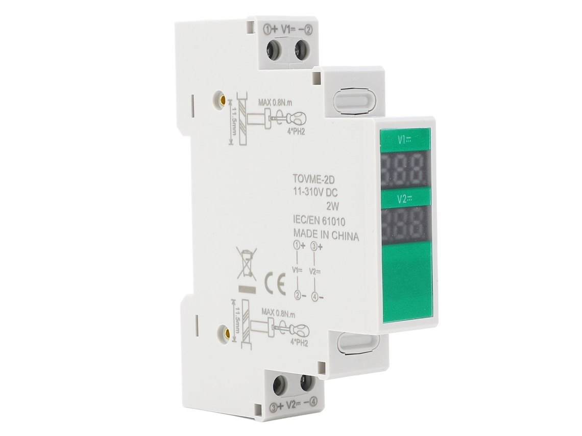 Voltímetro Digital Para Riel Din Para Cc 11v-310v Con Pantalla Lcd, Alta Precisión, Fácil Instalación.