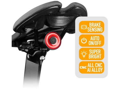Luces traseras para bicicleta Xlite 100 Luz trasera recargable por USB con detección de freno automático Luz trasera inteligente LED-Negro ENZONS
