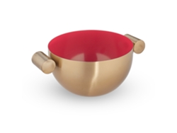 Tigela de Servir RELAXDAYS, Inox, Tigela Redonda para Cozer e Servir, Vários Tamanhos, Dourada/vermelha