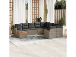 Conjunto de sofás de jardín de 10 piezas DKD Home Decor con cojines de mimbre gris