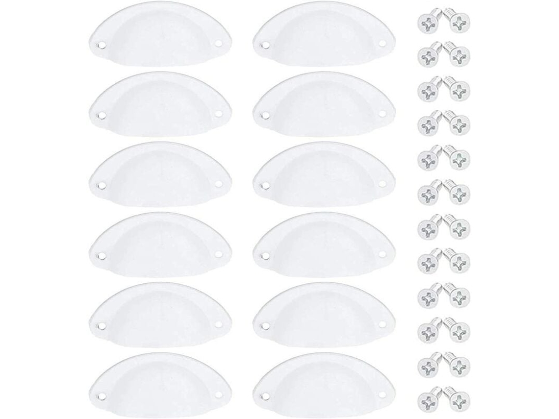 Perillas decorativas para gabinete, acabado blanco mate, modernas perillas para gabinete de cocina, incluye tornillos para una fácil instalación (10 piezas)