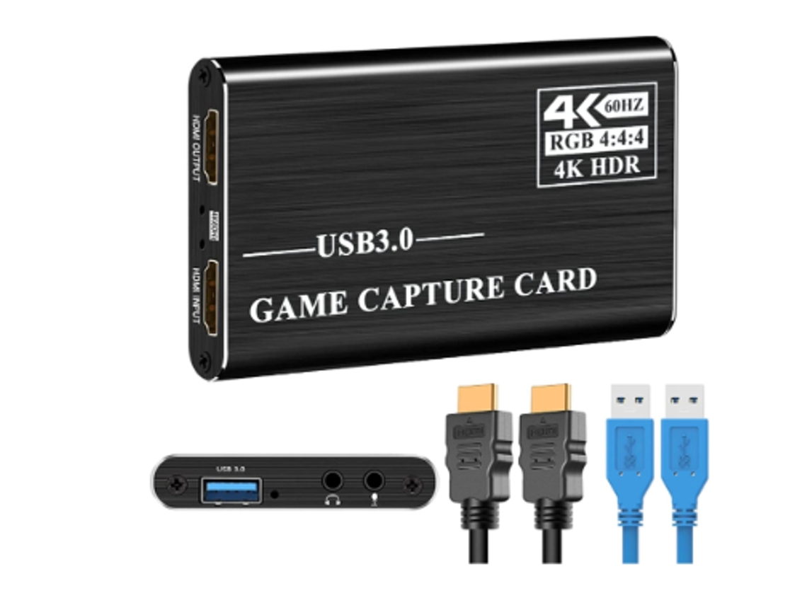Tarjeta de captura de video y audio 4K HD 1080p 60Hz USB3.0 a HDMI2.0 para videoconferencias, juegos en vivo, compatible con PC, etc., color negro Bestvite