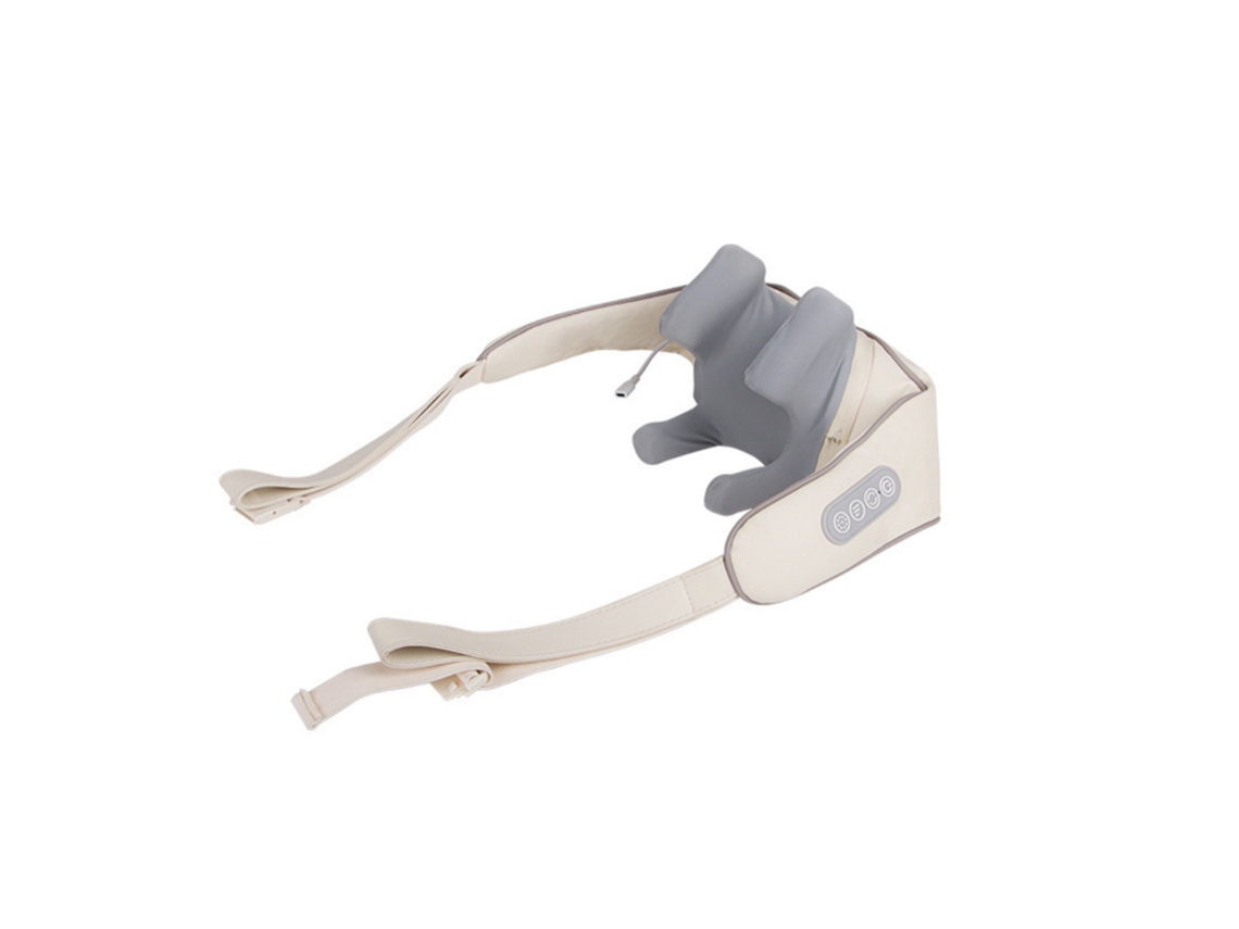 Masajeador muscular trapezoidal con calefacción, masajeador de espalda con borde gris beige, calefacción por infrarrojos, tres modos, Sfushos