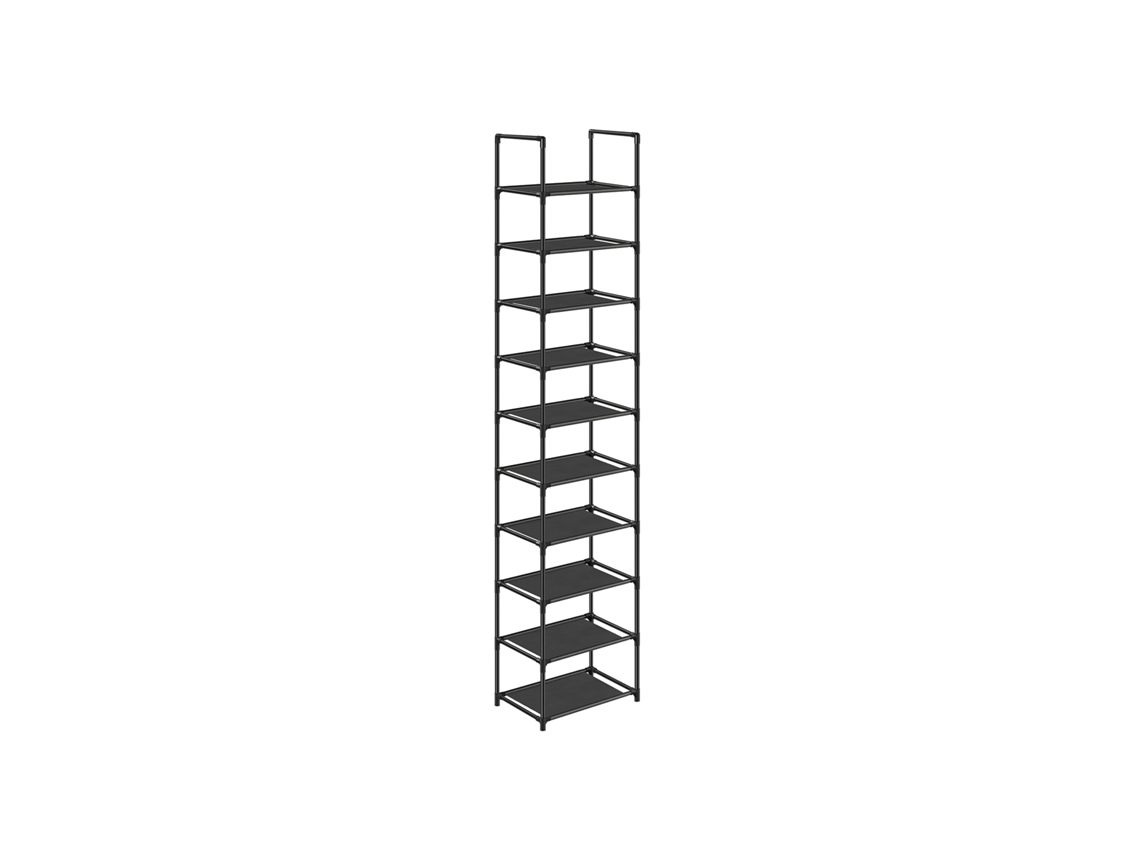 Zapatero Vertical De 10 Niveles Estrecho Y Modular Para Dormitorio 33x33x173 Cm - Negro