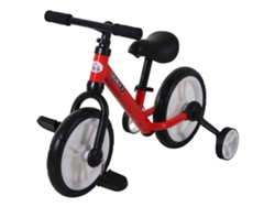 Bicicleta Equilibrio Infantil 2 En 1 Ruedines Pedales Asiento Ajustable 2-5 Años Rojo
