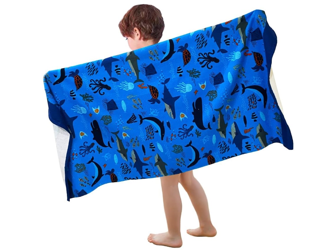 Toalla de playa de microfibra Yuysan para niños, absorbente y de secado rápido, 140 x 70 cm, azul océano.