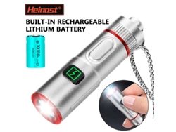 Potente linterna LED EDC con llavero, color negro, 300 lm, batería recargable, mini linterna, luz de trabajo portátil con clip magnético trasero.