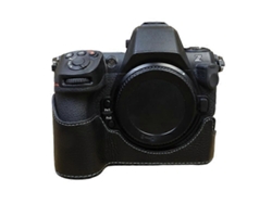 Estuche de piel de vaca auténtica compatible con Nikon Z8, estuche para cámara de medio cuerpo con ranura para batería Facpoet