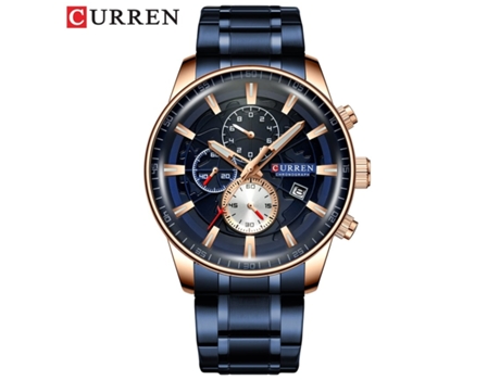 Relojes para Hombre Reloj de Cuarzo con Fecha analógica Reloj de Pulsera de Cuarzo con Banda de Acero para Hombre-Escudo Azul Rosa VEANXIN