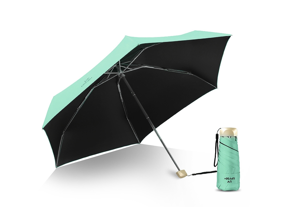 Mini Sombrilla Plegable Superligera, Protección Uv, Resistente Al Viento, Portátil, Doble Uso, Color Verde Aguacate.