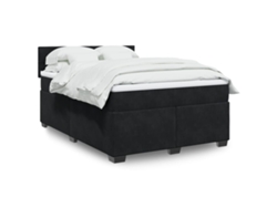 Cama Box Spring Con Colchón Terciopelo Negro 160x200 Cm