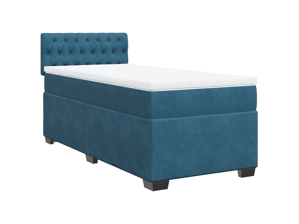 Maison Exclusive - Cama Box Spring Con Colchón Terciopelo Azul Oscuro 100x200 Cm