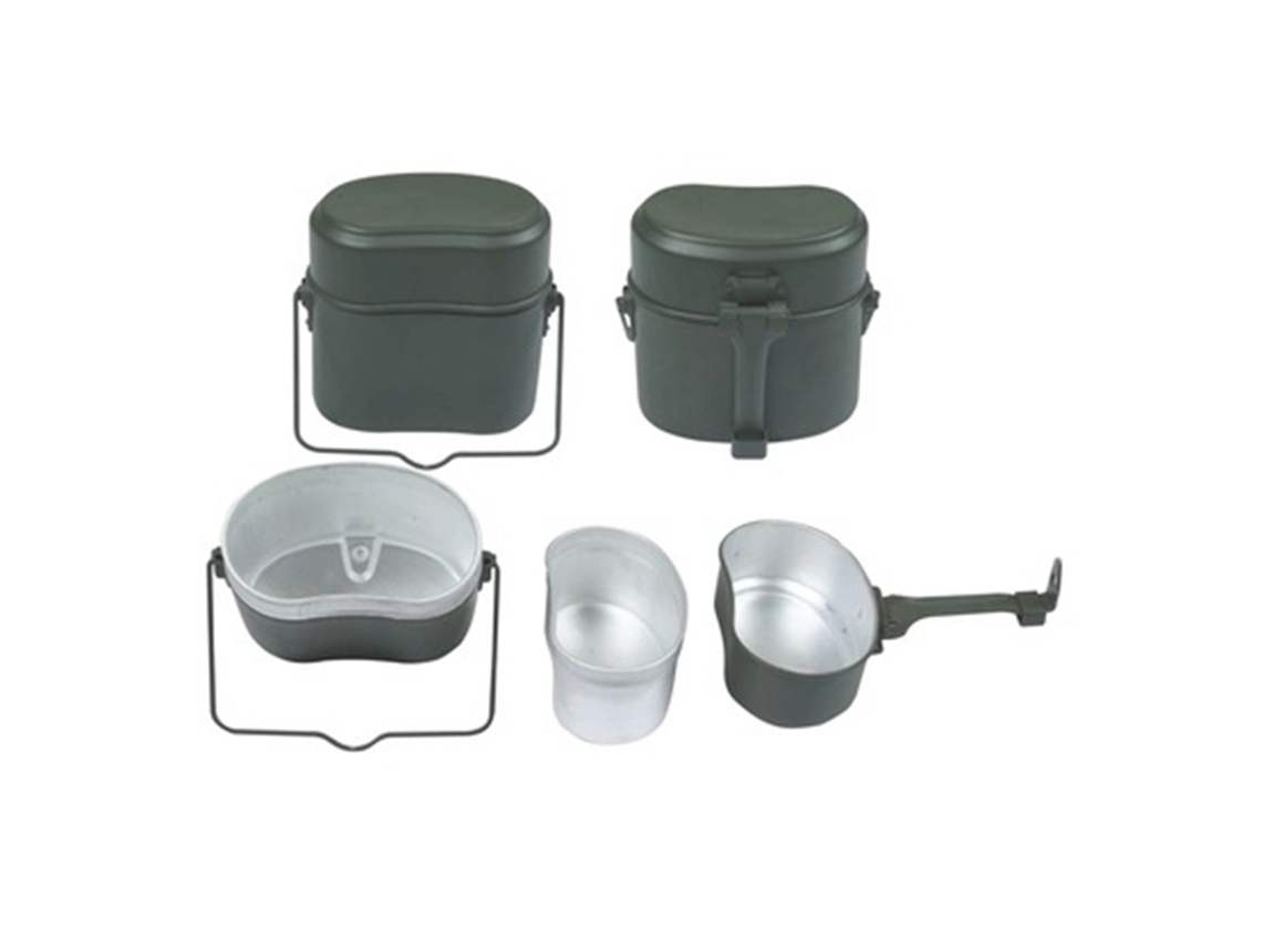Fiambrera Militar Alemana De Aluminio Con Diseño Antideslizante Para Acampadas Y Actividades Al Aire Libre.