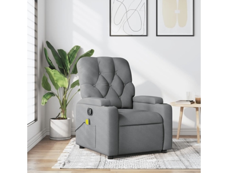 Sillón reclinable de masaje de tela gris claro 74 x 86,5 x 93,5 cm MAISON EXCLUSIVE