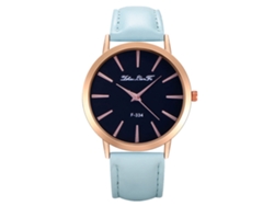 Reloj De Pulsera Unisex De Cuero Pu Moda Quartz Para Hombre Y Mujer (azul Claro)