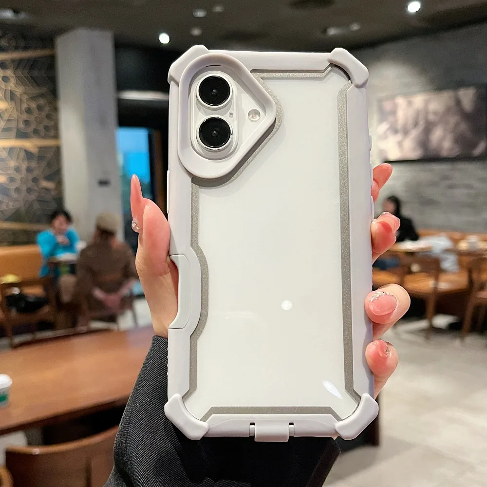 (iphone 16 Pro Max, Gris) Funda Para Iphone De Doble Capa, Resistente A Golpes Y Duradera, Con Revestimiento Transparente.