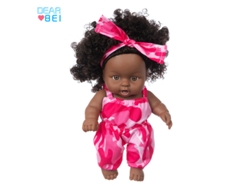 Muñeca De Niña De 20 Cm, De Vinilo Seguro, De Piel Oscura Africana, Un Regalo Ideal Para Una Niña.