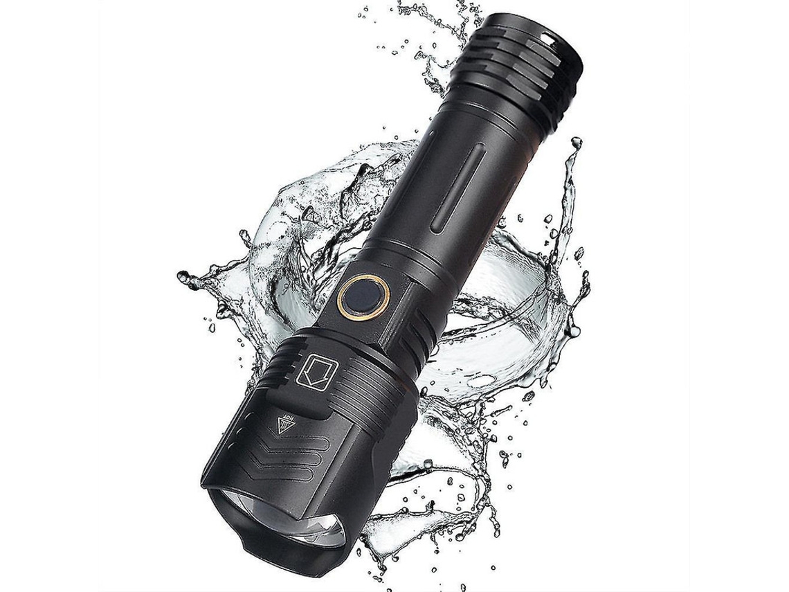 Linterna Led 9nucleos Xhp99 6000lumens Usb Recargable 5modos Zoomable Ipx8 Camping Negro Yizhood