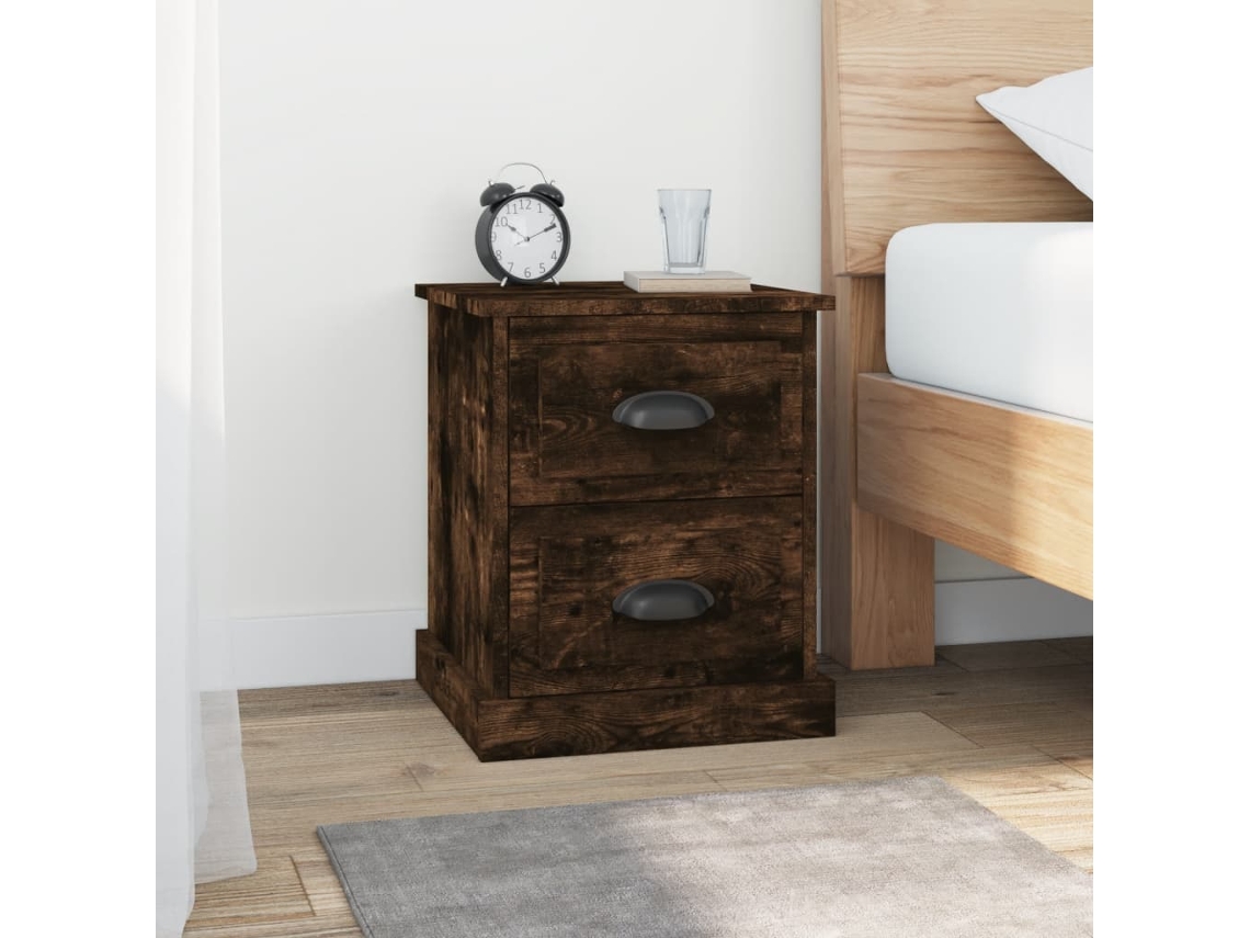 Mesitas de Noche 2 Pzs Derivados de Madera Roble Ahumado