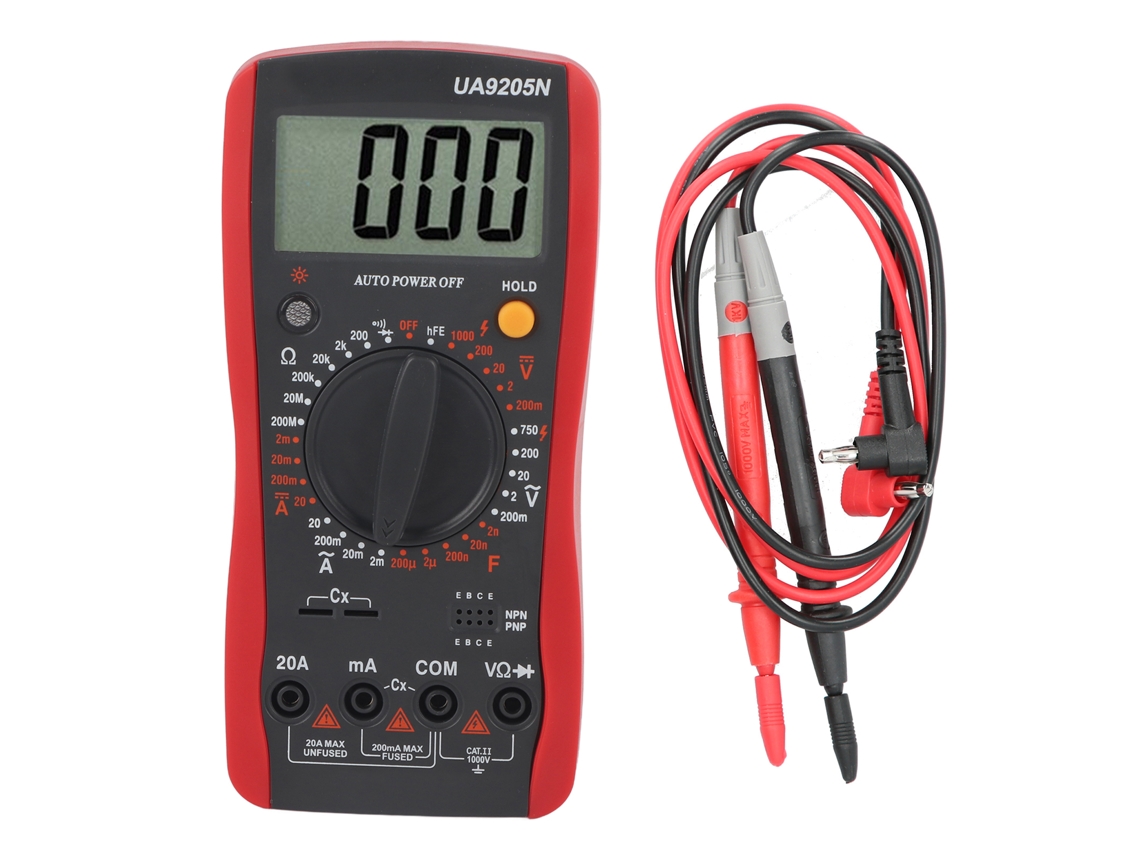 Multímetro Digital Lcd Ua9205n Con Medición De Voltaje Ca/cc, Corriente, Capacitancia Y Resistencia.