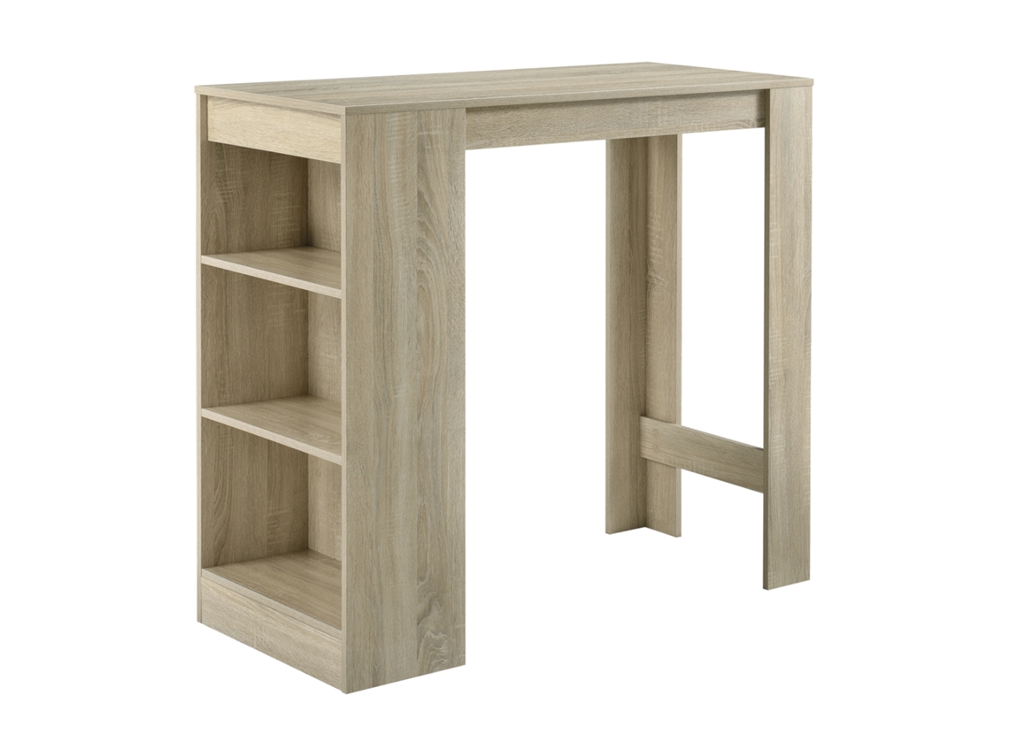 Mesa de bar Kouvola con 3 estantes aglomerado 110 x 50 x 103 cm - Efecto roble [EN.CASA]