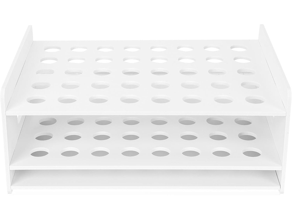 Soporte De Madera Para Tijeras Con 40 Agujeros – Soporte Multifuncional Para Tubos De Ensayo – Organizador De Escritorio