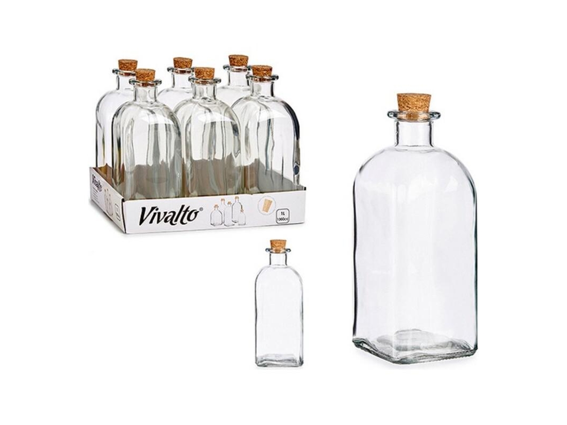 Frasco de Vidrio de 1l con Tapón de Corcho.