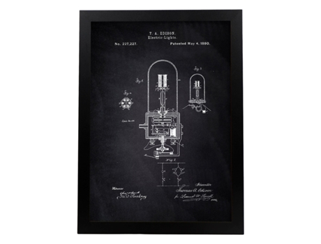 Póster NACNIC con Patente de Bombilla Electrica 2. con Diseño de Patente Antigua